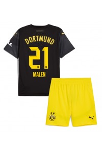 Fotbalové Dres Borussia Dortmund Donyell Malen #21 Dětské Venkovní Oblečení 2024-25 Krátký Rukáv (+ trenýrky)